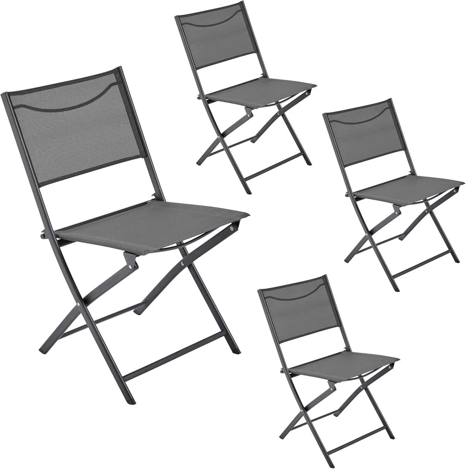 Yaheetech Folding Camping Chairs Set of 4 Portable Design, Outdoor Lawn Chairs Foldable with Metal Frame, Camping Furniture for Lawn, Beach, Yard and Garden, Dark Gray