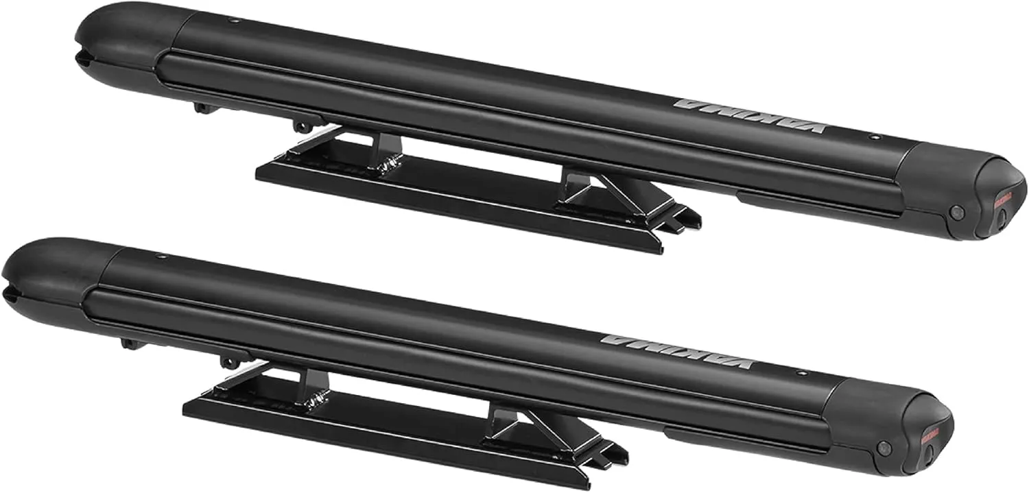 Yakima EXO SnowBank 5 Ski or 4 Snowboard Universal Car Mount Travel Roof Rack with Double Joint Hinge, SKS Lock, and 1 Button Access, Black