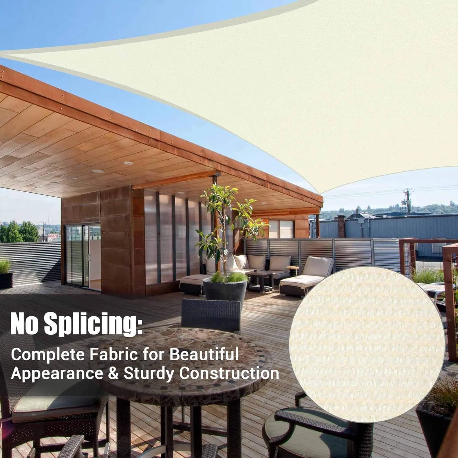 Yescom 1 Pack 16'x16' Square Sun Shade Sail Off White 97% UV Block Outdoor Patio Pool Garden Yard Lawn Carport Cover Net Awning Canopy