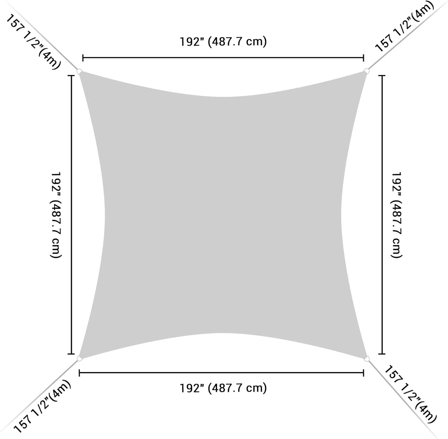 Yescom 1 Pack 16'x16' Square Sun Shade Sail Off White 97% UV Block Outdoor Patio Pool Garden Yard Lawn Carport Cover Net Awning Canopy