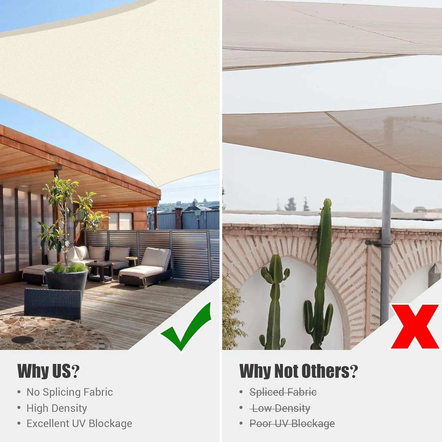 Yescom 1 Pack 16'x16' Square Sun Shade Sail Off White 97% UV Block Outdoor Patio Pool Garden Yard Lawn Carport Cover Net Awning Canopy