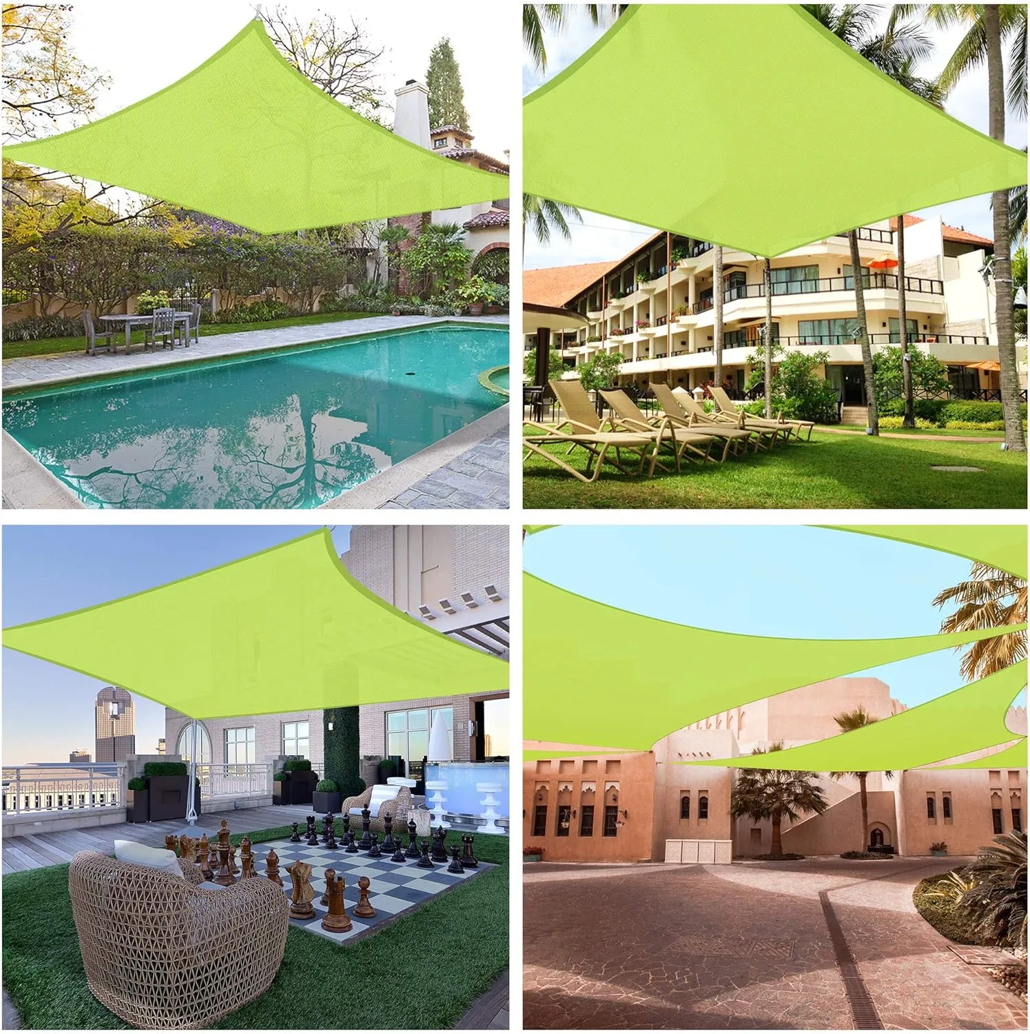 Yescom 1 Pack 18'x18' Square Sun Shade Sail Apple Green 97% UV Block Outdoor Patio Pool Garden Yard Lawn Carport Cover Net Awning Canopy