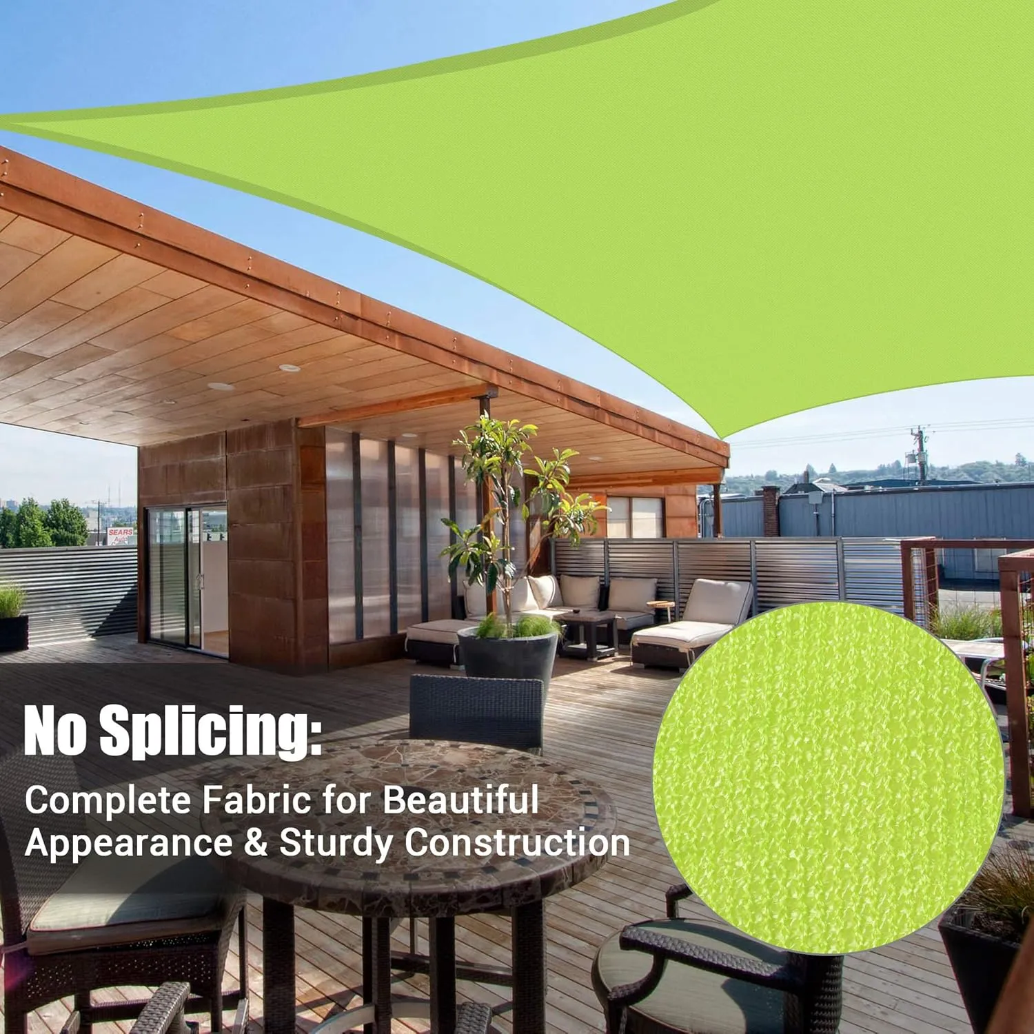 Yescom 1 Pack 18'x18' Square Sun Shade Sail Apple Green 97% UV Block Outdoor Patio Pool Garden Yard Lawn Carport Cover Net Awning Canopy