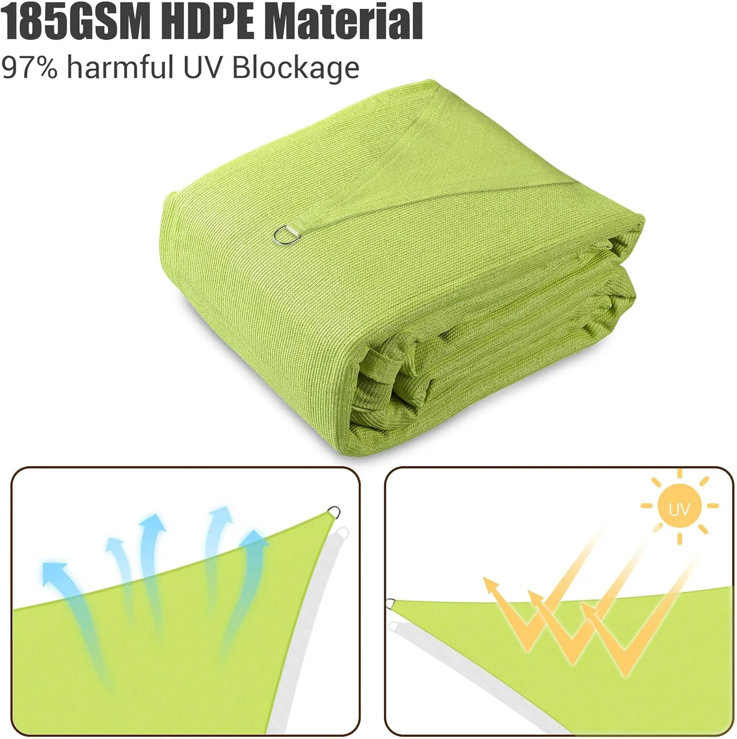 Yescom 1 Pack 18'x18' Square Sun Shade Sail Apple Green 97% UV Block Outdoor Patio Pool Garden Yard Lawn Carport Cover Net Awning Canopy