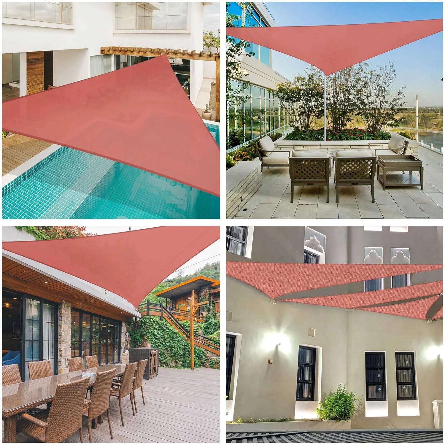 Yescom 1 Pack 20'x20'x20' Triangle Sun Shade Sail Red 97% UV Block Triangle Sun Shade Sail Outdoor Patio Pool Garden Yard Lawn Carport Cover Net Awning Canopy