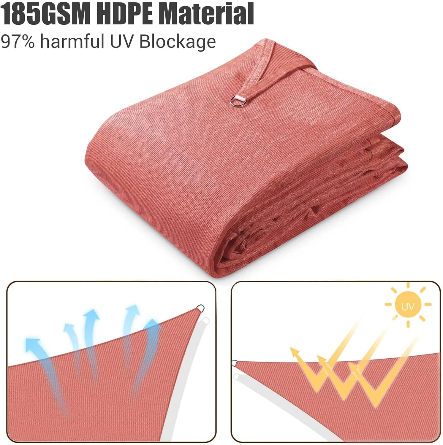 Yescom 1 Pack 20'x20'x20' Triangle Sun Shade Sail Red 97% UV Block Triangle Sun Shade Sail Outdoor Patio Pool Garden Yard Lawn Carport Cover Net Awning Canopy
