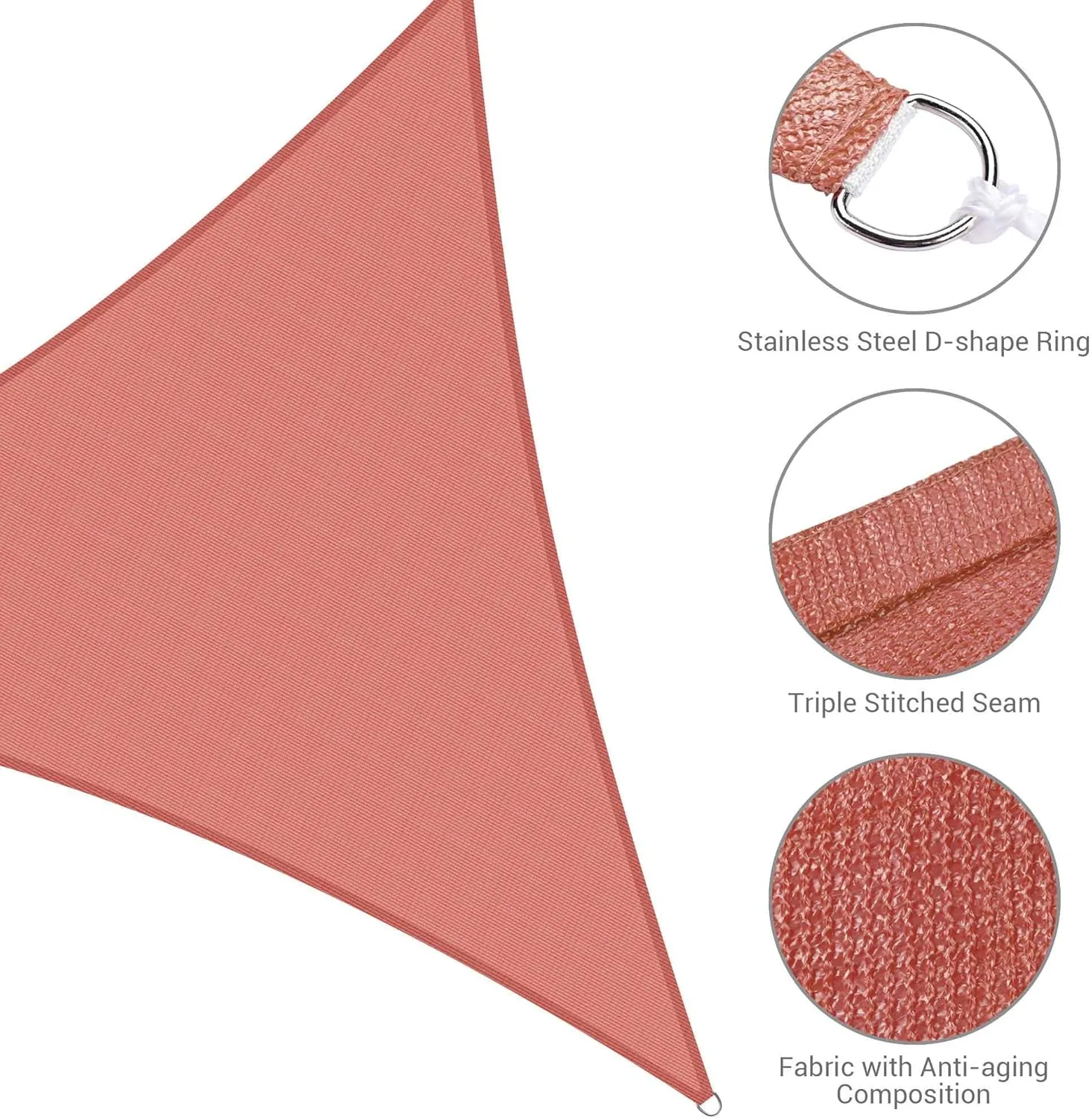 Yescom 1 Pack 20'x20'x20' Triangle Sun Shade Sail Red 97% UV Block Triangle Sun Shade Sail Outdoor Patio Pool Garden Yard Lawn Carport Cover Net Awning Canopy