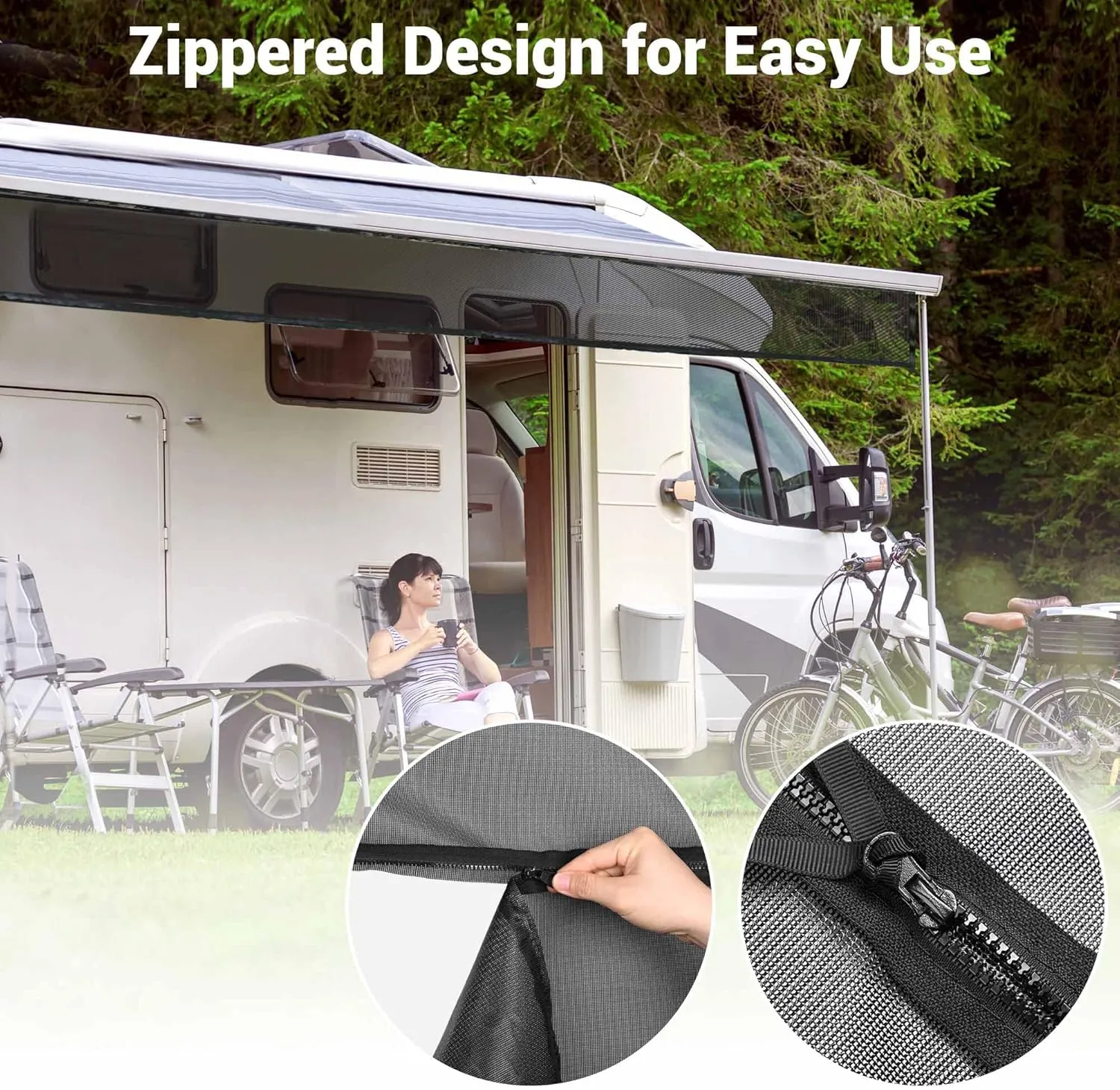 Yescom 6'x19' RV Awning Sun Shade Screen Black Mesh UV Blocker RV Awning Shade for Camping Trailer Camper Patio Outdoor