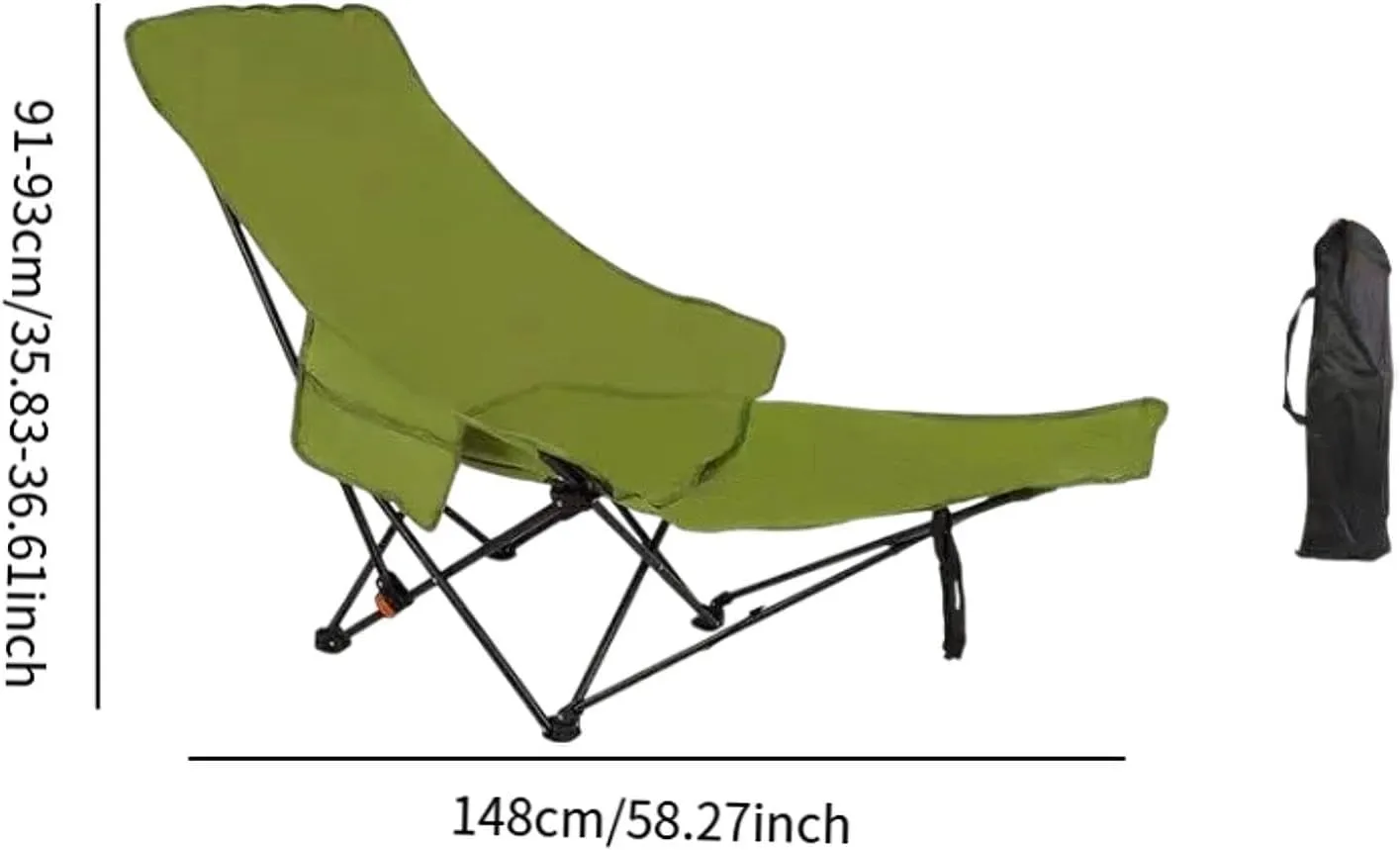Yiju Folding Lounge Chair Recliner Stable Portable Heavy Duty Reclining Chair Lounger for Beach Garden Backpacking Travel Fishing, Green