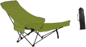 Yiju Folding Lounge Chair Recliner Stable Portable Heavy Duty Reclining Chair Lounger for Beach Garden Backpacking Travel Fishing, Green