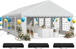 YITAHOME 16x32FT Heavy Duty Party Tent PVC Wedding Event Shelters White Upgraded Galvanized Ripple Canopy with Large Roof Removable Sidewalls & 3 Storage Bags 600D Oxford Commercial
