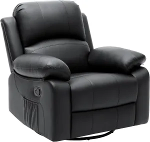 YITAHOME Oversized Rocker Recliner Chair with Heat and Massage, Lazy Boy Recliner with Overstuffed Armrest, Rocking Function and Side Pocket, Faux Leather Manual Reclining Chair for Living Room,Black2