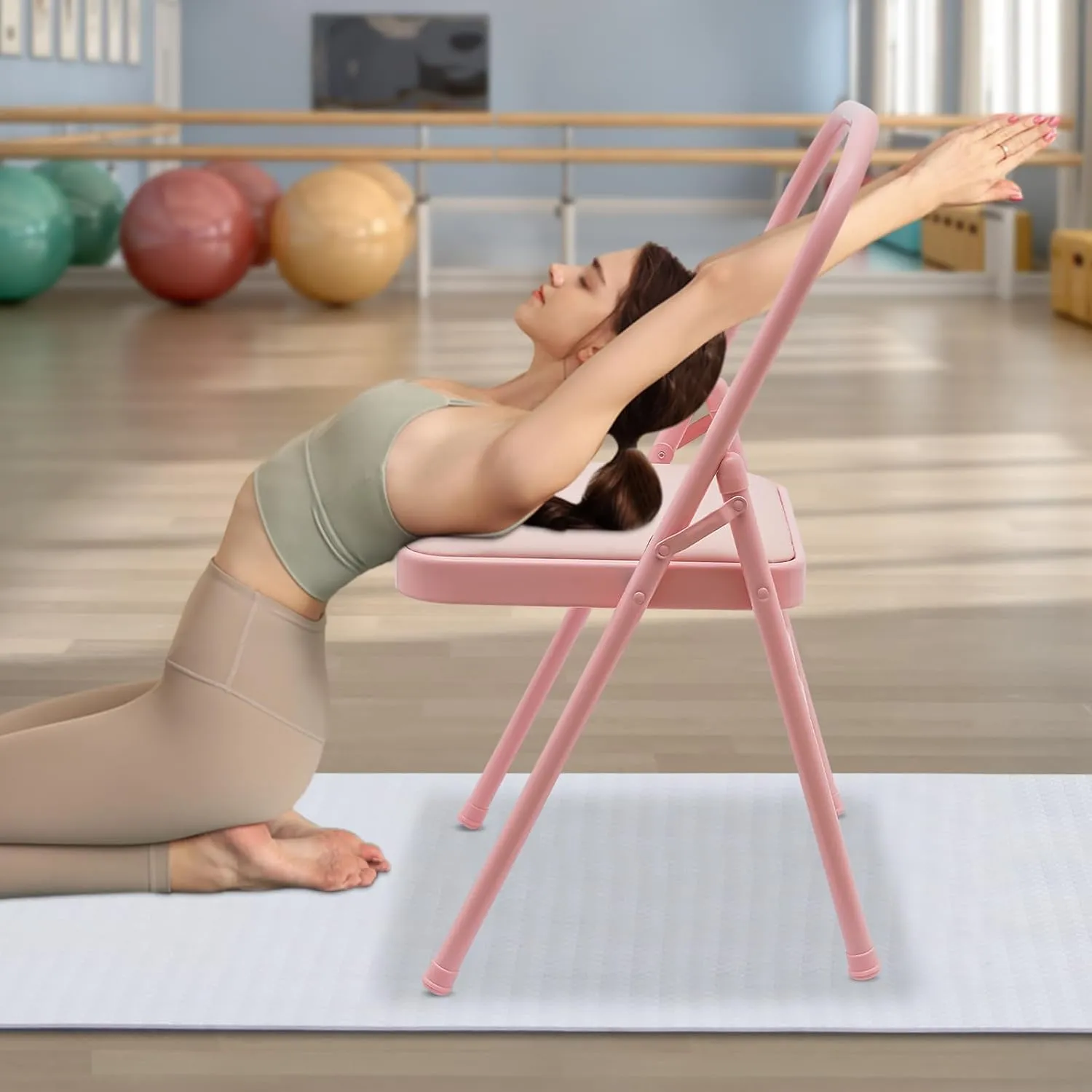 ﻿Yoga Auxiliary Chair ,Anti-Slip Exercise Yoga Chair, Foldable Workout Yoga Benches for Adults Waist/Leg Exercises, Hip Movement ,Home Fitness and Stress Relief
