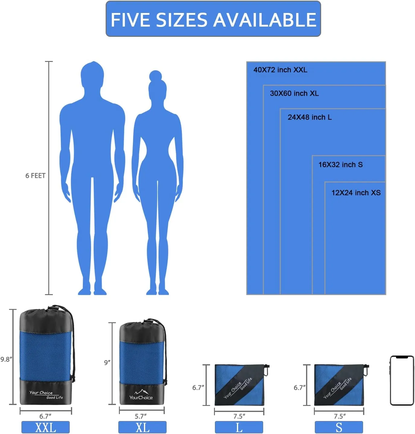Your Choice Quick Dry Towel - Super Absorbent Microfiber for Gym, Travel, Camping | Ultra Compact & Lightweight