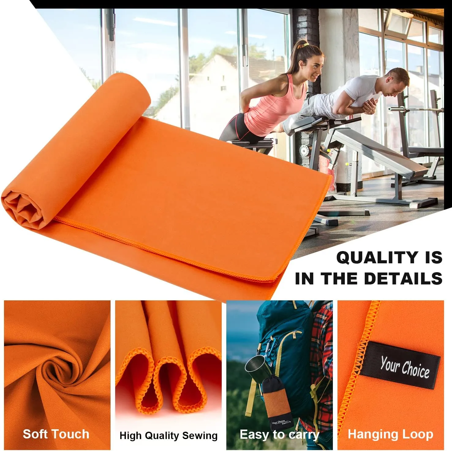 Your Choice Quick Dry Towel - Super Absorbent Microfiber for Gym, Travel, Camping | Ultra Compact & Lightweight