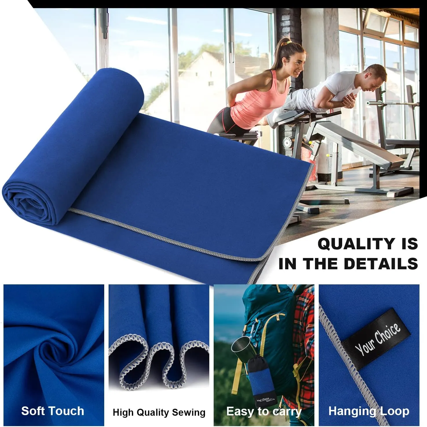 Your Choice Quick Dry Towel - Super Absorbent Microfiber for Gym, Travel, Camping | Ultra Compact & Lightweight