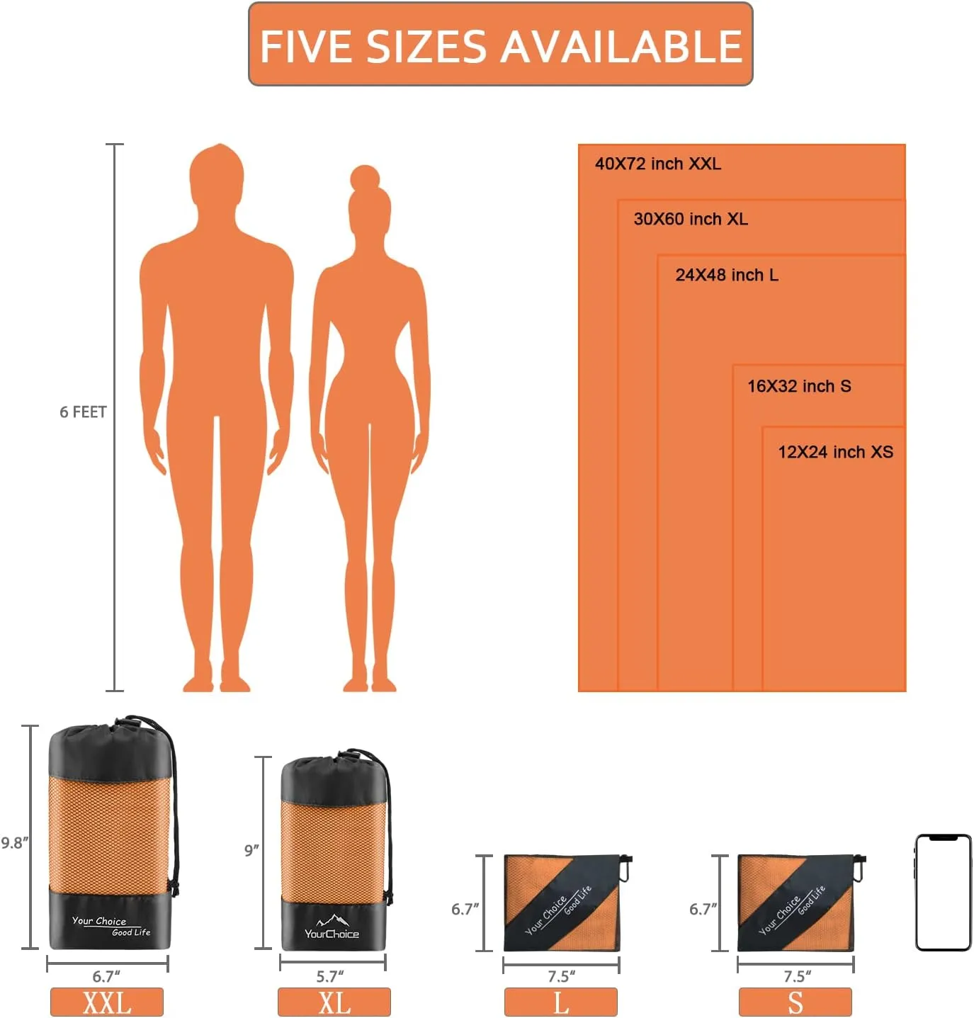 Your Choice Quick Dry Towel - Super Absorbent Microfiber for Gym, Travel, Camping | Ultra Compact & Lightweight