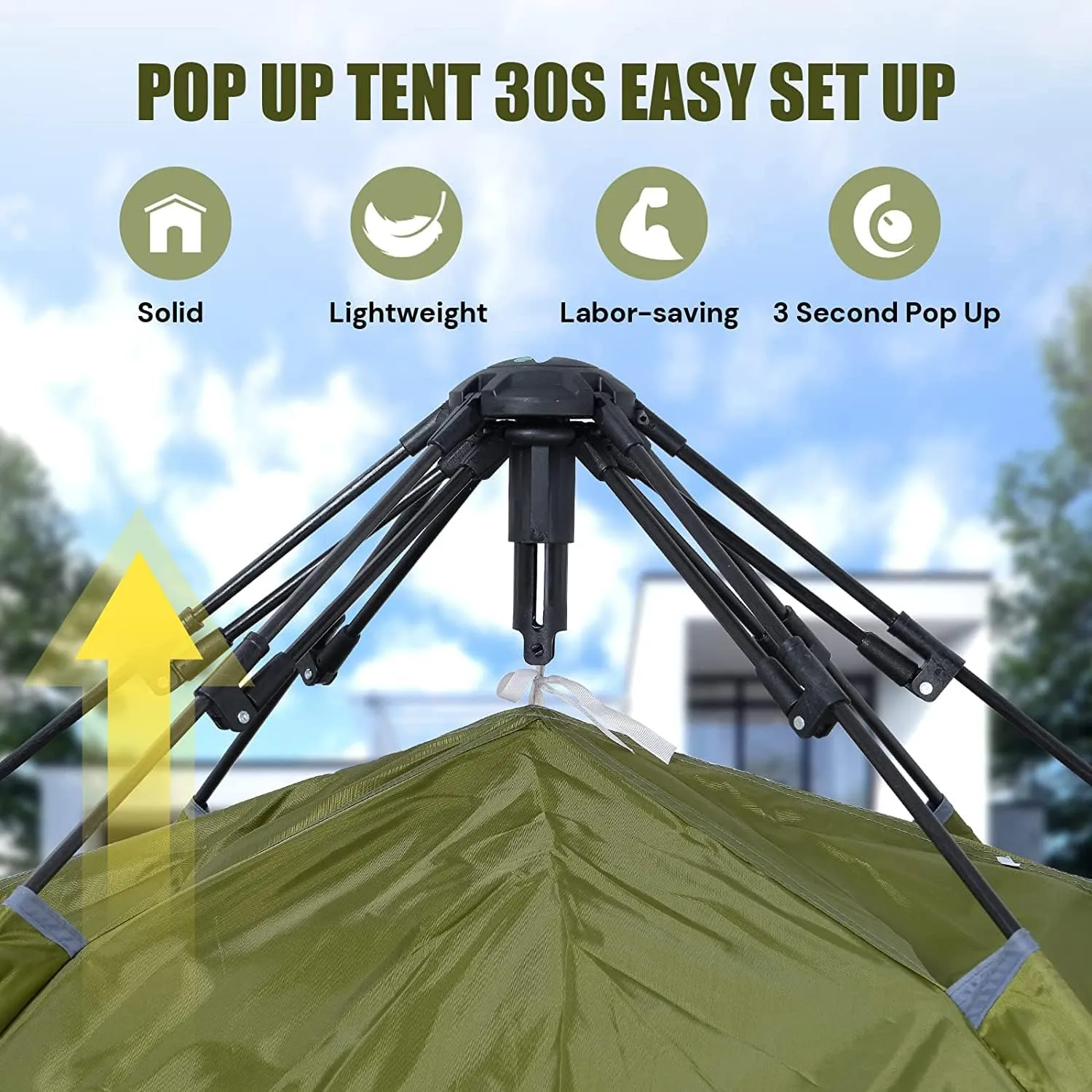 YUEWO Instant Popup Tents 2-3 Persons,Waterproof Windproof Tents for Camping,2 in 1 Easy Set Up Family Tent with Shelter,Rainfly, Outdoor Dome Tent for Travel,Hiking