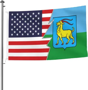 Zastava Istarske županije And America Flag 5x8 Ft Durable Large Size Flags Double-Sided Outdoor Decorative Banner Home Yard Flags for All Seasons
