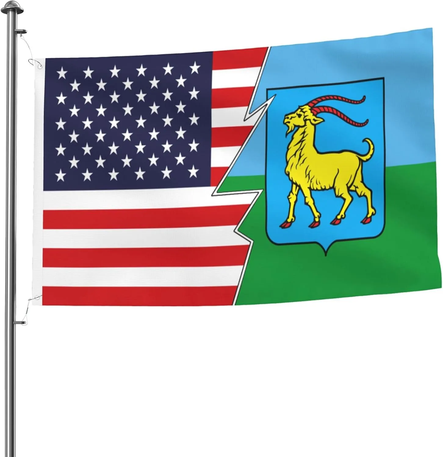 Zastava Istarske županije And America Flag 5x8 Ft Durable Large Size Flags Double-Sided Outdoor Decorative Banner Home Yard Flags for All Seasons