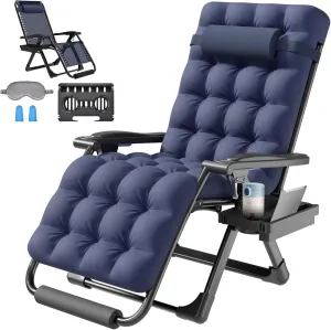 ZENPETIO 26In ZeroGravity Chair, Zero Gravity Recliner Lounge Chair for Indoor and Outdoor, Reclining Camping Chair for Lawn and Patio, Anti Gravity Chair w/Cushion, Cup Holder and Footrest, 440LBS