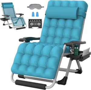 ZENPETIO Oversized Zero Gravity Chair, 33In XXL Zero Gravity Recliner Lounge Chair, Anti Gravity Chair for Indoor and Outdoor, Reclining Camping Chair for Lawn and Patio w/Cushion and Footrest, 500LBS