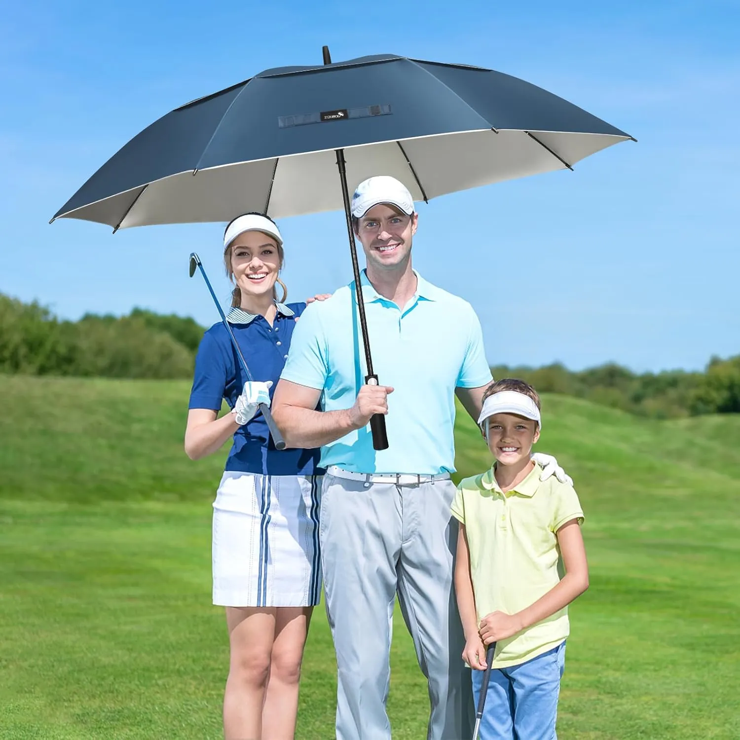 ZOMAKE 62/68" Windproof Golf Umbrella UV Protection, Automatic Oversize Golf Umbrellas Double Canopy Vented Sun Blocking Push Cart for Rain Sun