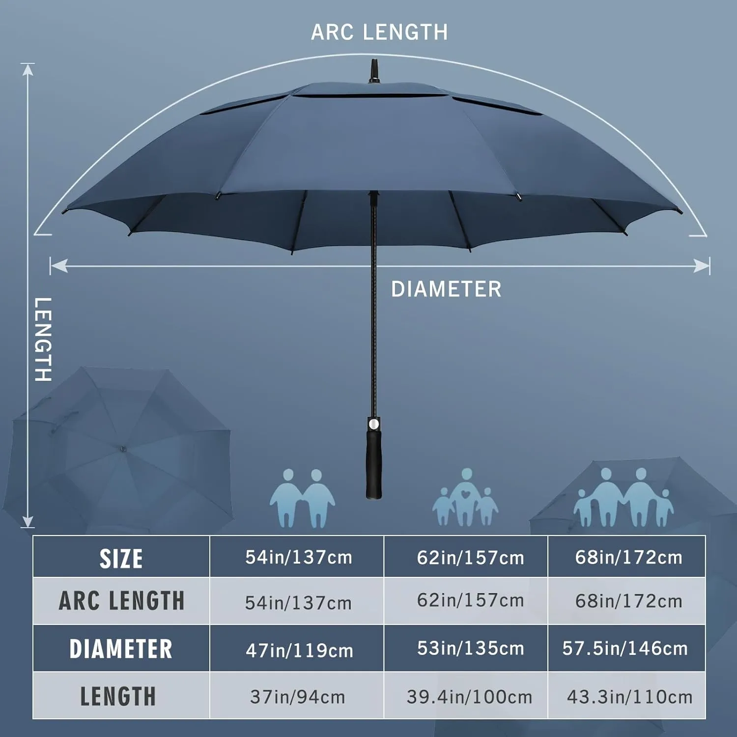 ZOMAKE Large Golf Umbrella for Rain Heavy Duty,Big Golf umbrellas Windproof,51/54/62/68 Inch Extra Large Oversized Umbrella