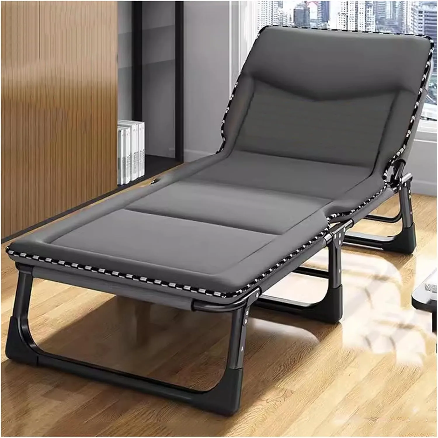 ZTGL D,170x56cm, Reclining Camping Lounge Chair, Reclining Patio Chairs, Folding Recliner Chair for Outdoor Indoor, Portable Folding Camping Cot, Sunbathing Lounge Chairs
