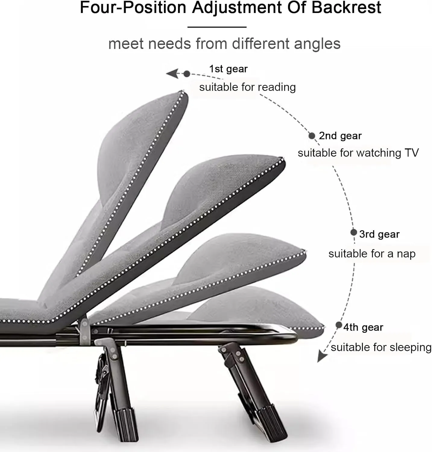 ZTGL D,170x56cm, Reclining Camping Lounge Chair, Reclining Patio Chairs, Folding Recliner Chair for Outdoor Indoor, Portable Folding Camping Cot, Sunbathing Lounge Chairs
