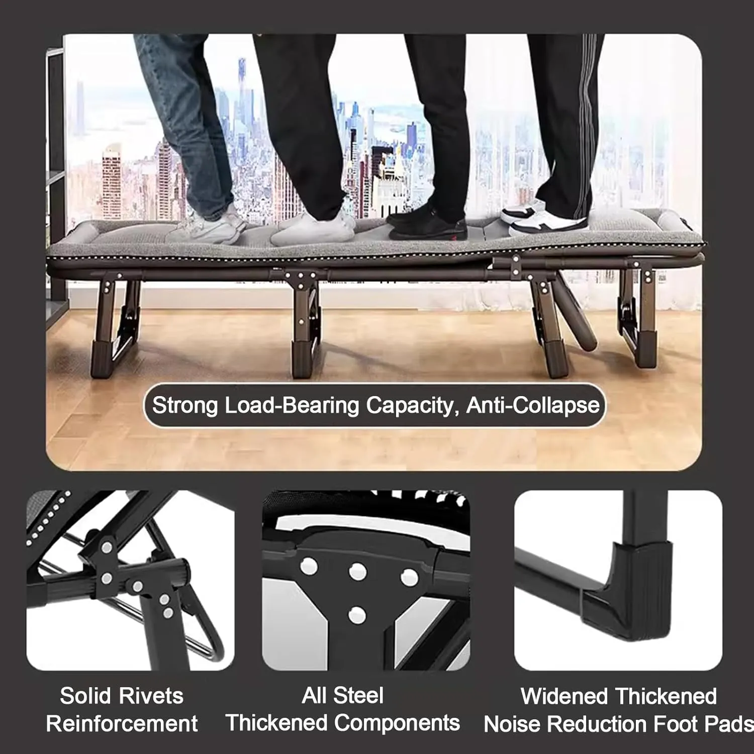ZTGL D,170x56cm, Reclining Camping Lounge Chair, Reclining Patio Chairs, Folding Recliner Chair for Outdoor Indoor, Portable Folding Camping Cot, Sunbathing Lounge Chairs